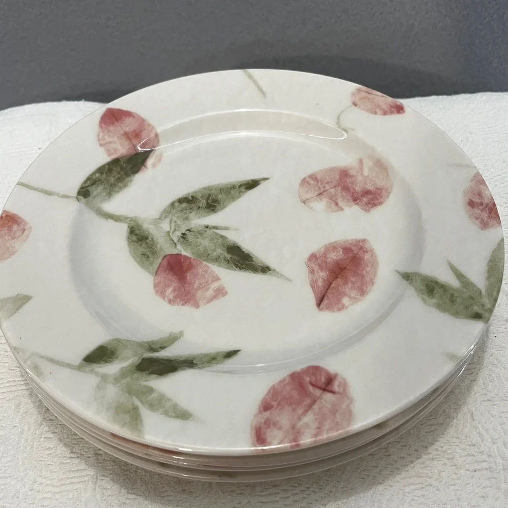 222 FIFTH Paper Rose Fine China Salad plates (2)